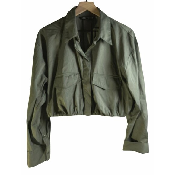 ZARA — Women’s Green Cropped Utility Jacket (Size L) - Picture 3 of 5